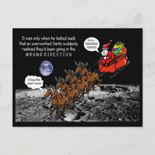 Santa Christmas Jokes Reindeers Wrong Direction Postcard