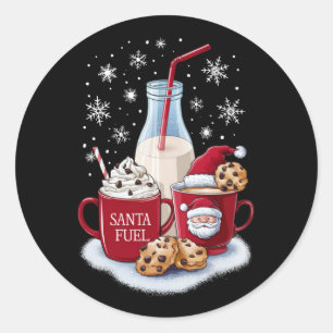 Santa Christmas Milk and Cookies Latte Family Xmas Classic Round Sticker