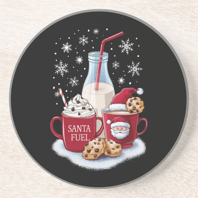 Santa Christmas Milk and Cookies Latte Family Xmas Coaster (Front)