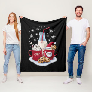 Santa Christmas Milk and Cookies Latte Family Xmas Fleece Blanket