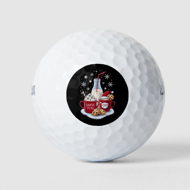 Santa Christmas Milk and Cookies Latte Family Xmas Golf Balls (Front)