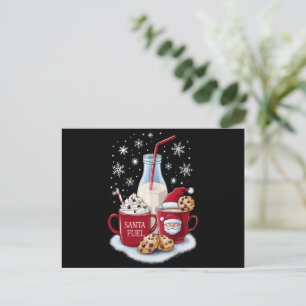 Santa Christmas Milk and Cookies Latte Family Xmas Holiday Postcard