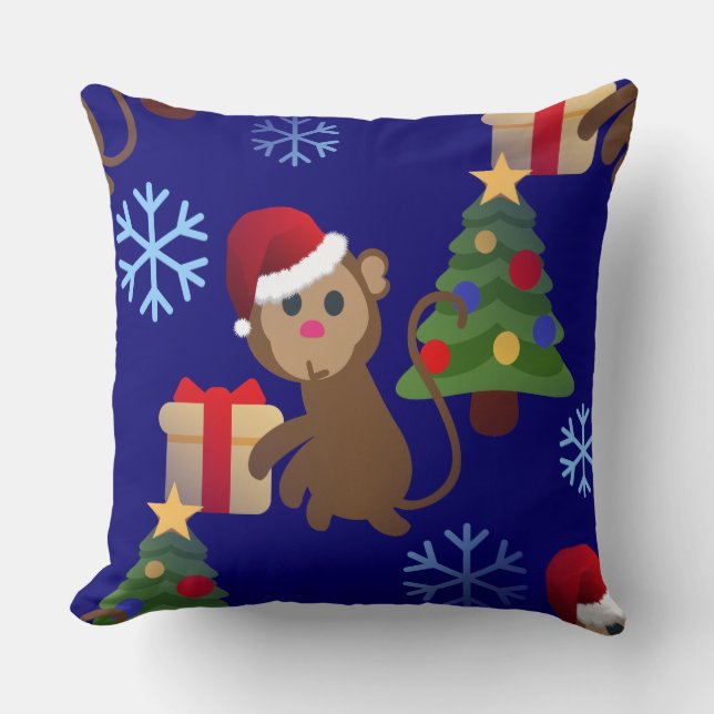 santa christmas monkey emoji cushion (Front)