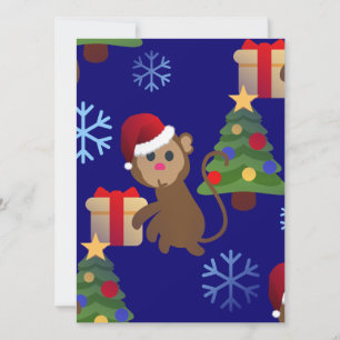 santa christmas monkey emoji holiday card