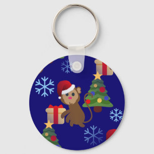 santa christmas monkey emoji key ring