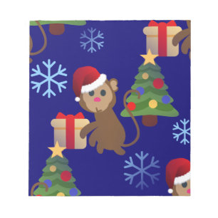 santa christmas monkey emoji notepad