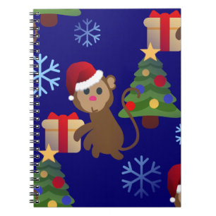 santa christmas monkey emoji spiral notebook