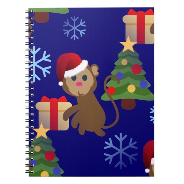 santa christmas monkey emoji spiral notebook (Front)