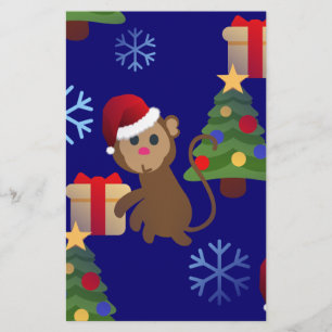 santa christmas monkey emoji stationery