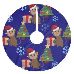 santa christmas monkey emoji xmas tree skirt