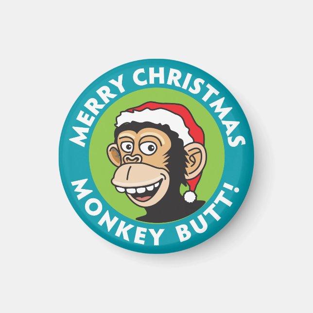Santa Christmas Monkey Magnet (Front)
