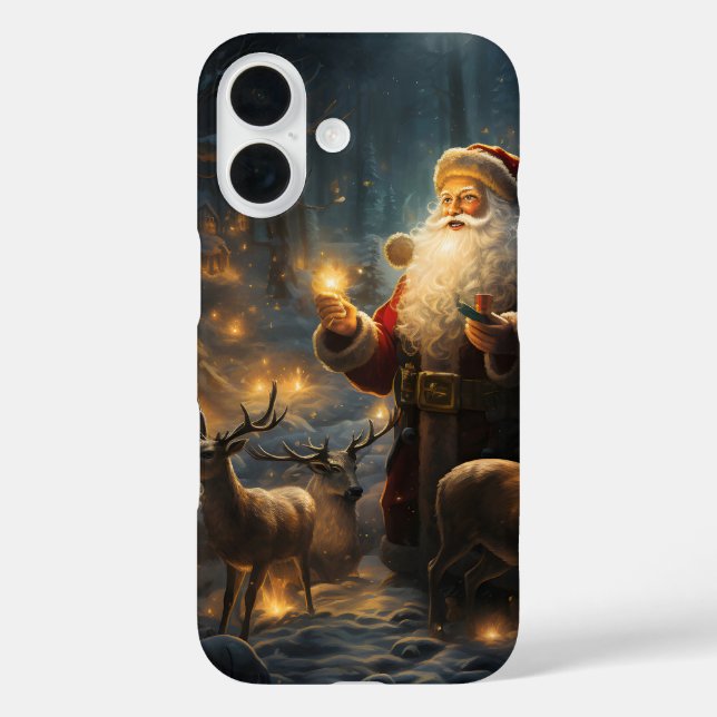 Santa Christmas Night Snowy Forest Case-Mate iPhone Case (Back)