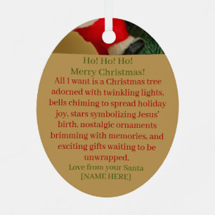 Santa Christmas Ornament with Personalized Wish