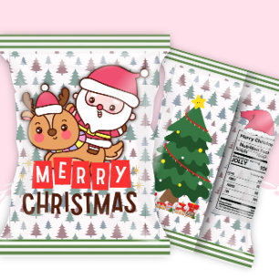 Santa Christmas Party Chip Bag Wrappers Favors Notepad