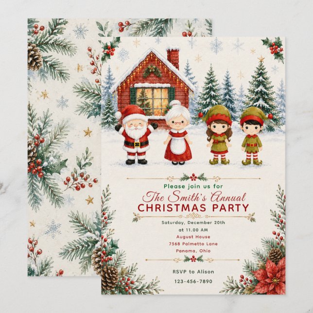 Santa Christmas Party Invitation (Front/Back)