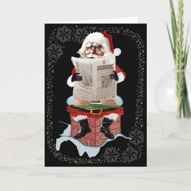 Santa Christmas Party Pooper Greeting Cards (Front)