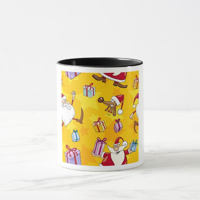 Santa Christmas Pattern with Gifts and Stars Mug (Creator Uploaded)