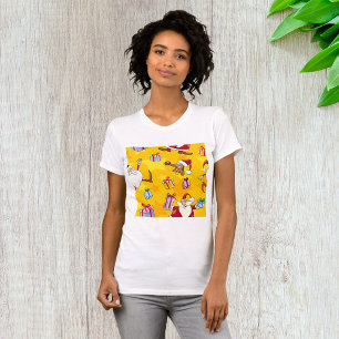 Santa Christmas Pattern with Gifts and Stars T-Shirt