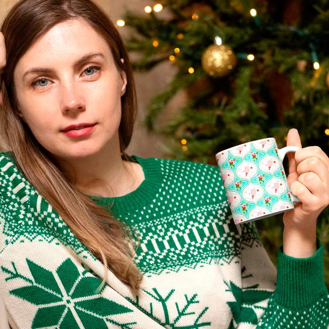Santa Christmas Pickleball Ogee Pattern Coffee Mug (Creator Uploaded)