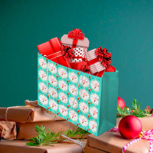 Santa Christmas Pickleball Ogee Pattern Large Gift Bag
