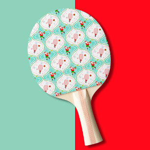 Santa Christmas Pickleball Ogee Pattern Ping Pong Paddle