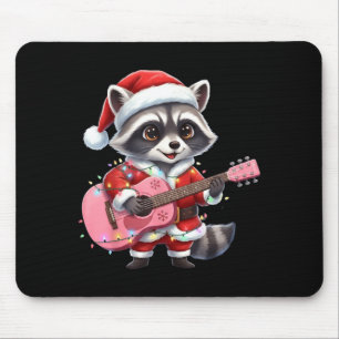 Santa Christmas Raccoon Playing Nk Guitar  Mouse Pad
