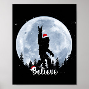 Santa Christmas Rock Sasquatch Xmas Girl T Shirt Poster