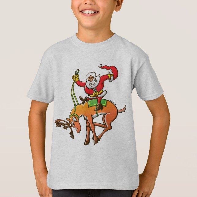 Santa Christmas Rodeo T-Shirt (Front)