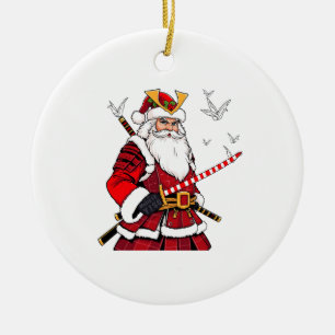 Santa Christmas Santa Claus Japanese Art Samurai  Ceramic Tree Decoration