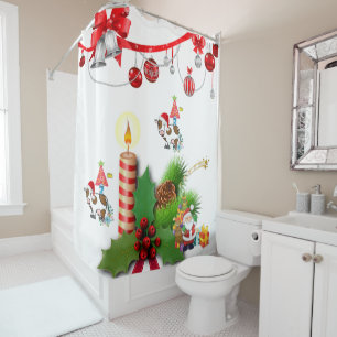 Santa Christmas Shower Curtain Cow Country