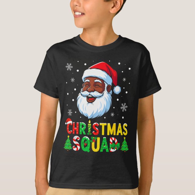 Santa Christmas Squad Black Men African American F T-Shirt (Front)