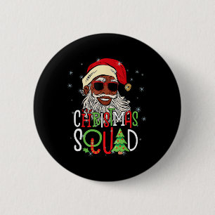Santa Christmas Squad Black Men African American P 6 Cm Round Badge