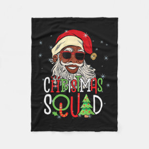 Santa Christmas Squad Black Men African American P Fleece Blanket
