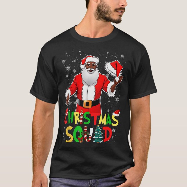 Santa Christmas Squad Black Men African American P T-Shirt (Front)