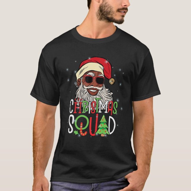 Santa Christmas Squad Santa Afro African American T-Shirt (Front)