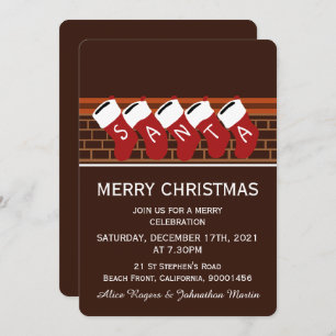 Santa Christmas Stockings Party Invitation