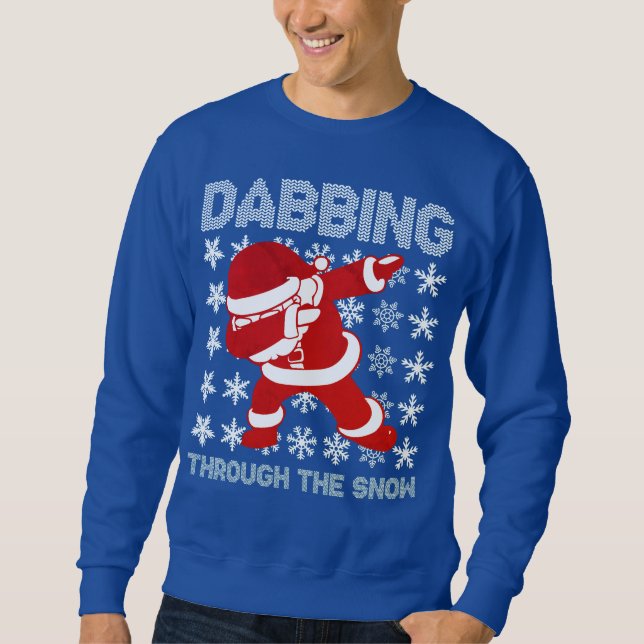 Santa Christmas Sweater dabbing through the snow T (Front)