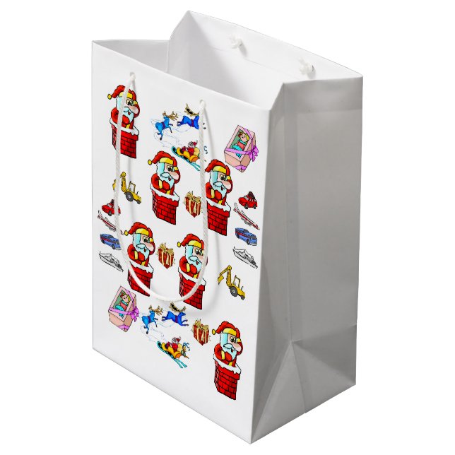 Santa Christmas Toys Gift Bags (Back Angled)