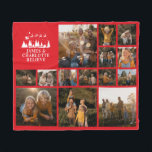 Santa Christmas traditional believe photo collage Fleece Blanket<br><div class="desc">Santa children believe Christmas traditional modern red photo collage holiday home decor fleece blanket design.</div>