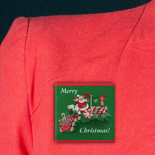 Santa Christmas Train Button