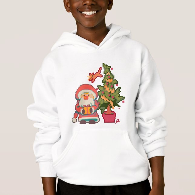 Santa Christmas tree, cat Pixelart, Pixel Art (Front)