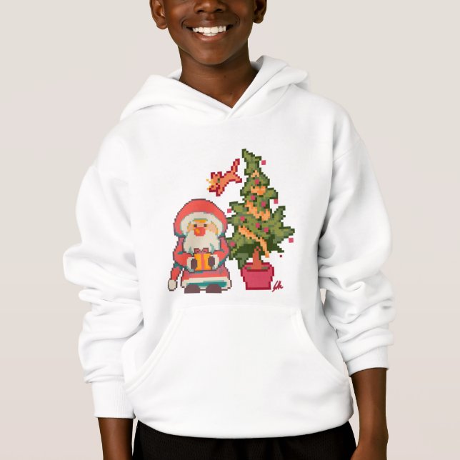 Santa,, Christmas tree, cat Pixelart, Pixel Art  (Front)
