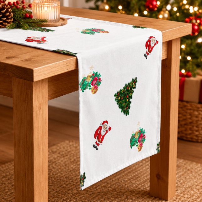 Santa Christmas Tree & Gifts  Short Table Runner (Creator Uploaded)