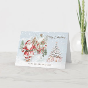 Santa Christmas Tree Greeting Card