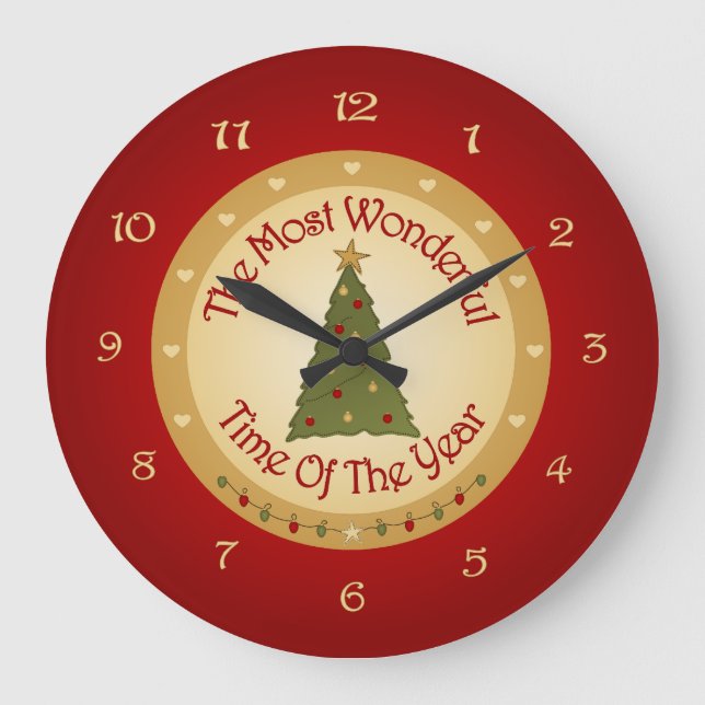 Santa Christmas Tree Large Clock (Front)