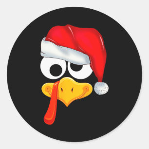 Santa Christmas Turkey Face Funny Family Matching  Classic Round Sticker