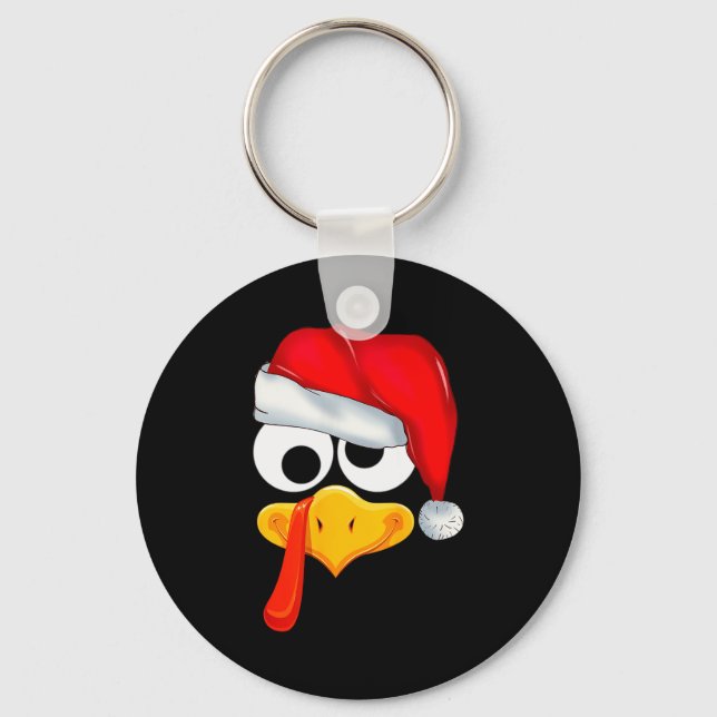 Santa Christmas Turkey Face Funny Family Matching  Key Ring (Front)