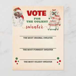 Santa Christmas Ugly Sweater Voting Card