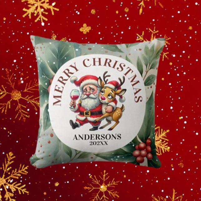 Santa Christmas Wishes Cushion (Spread holiday cheer with the Brett Designs Santa Christmas Wishes Throw Pillow.)