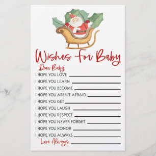 Santa Christmas Wishes For Baby Shower Activity Stationery